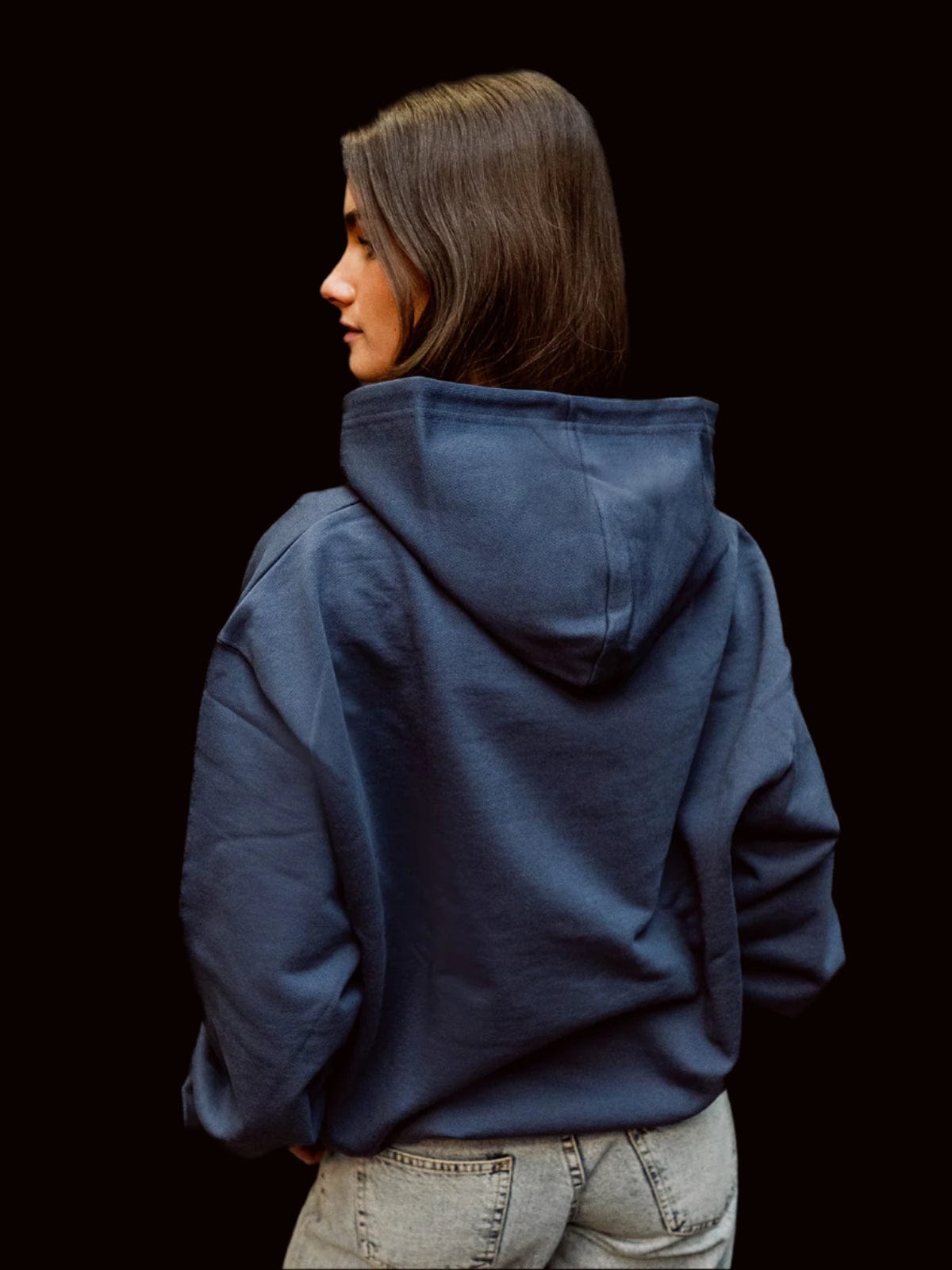 Coffee & Caviar Embroidered Logo Hoody blue model girl back