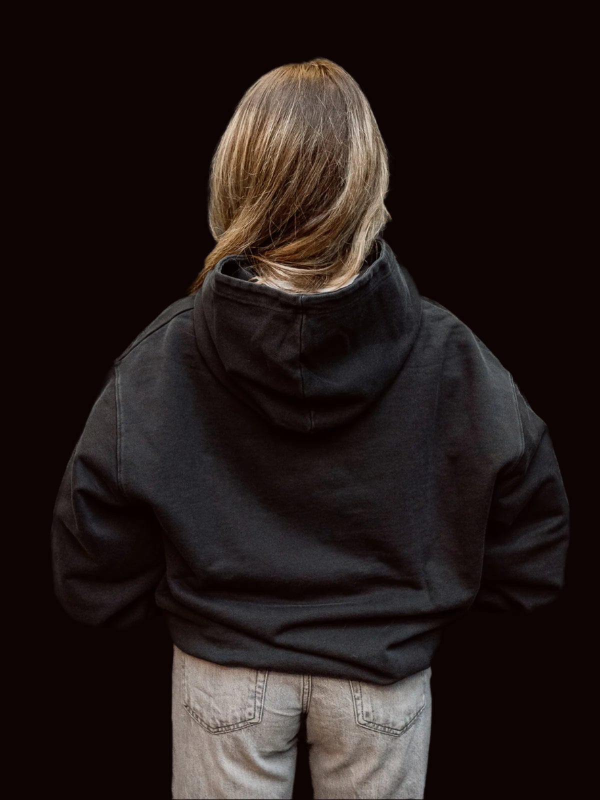 Coffee & Caviar Embroidered Logo Hoody black model girl back