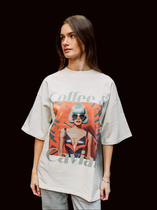 Retro Pin-up Girl Oversized Crew Neck T-Shirt side
