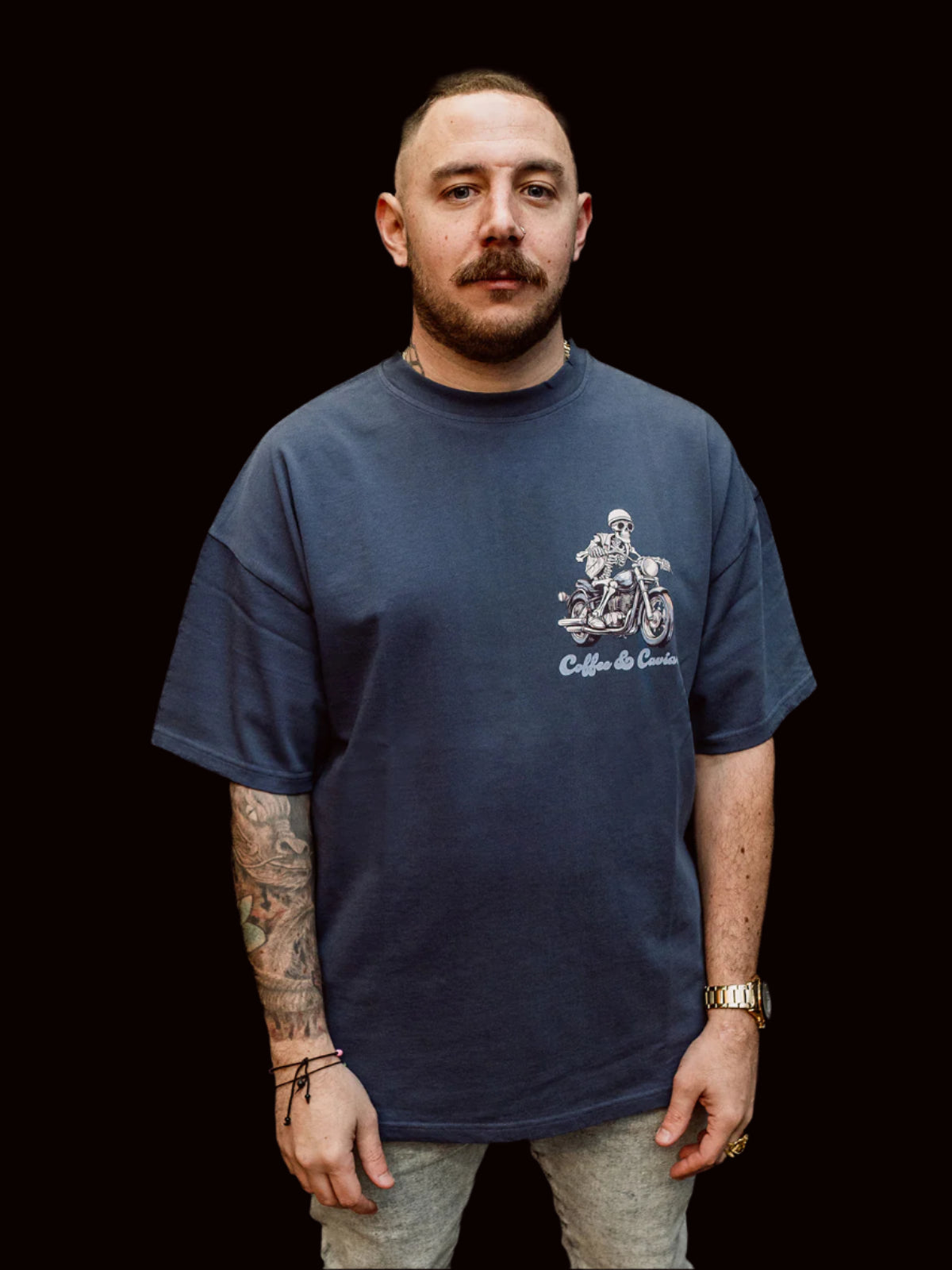 Skeleton Rider Oversized Crew Neck T-Shirt front