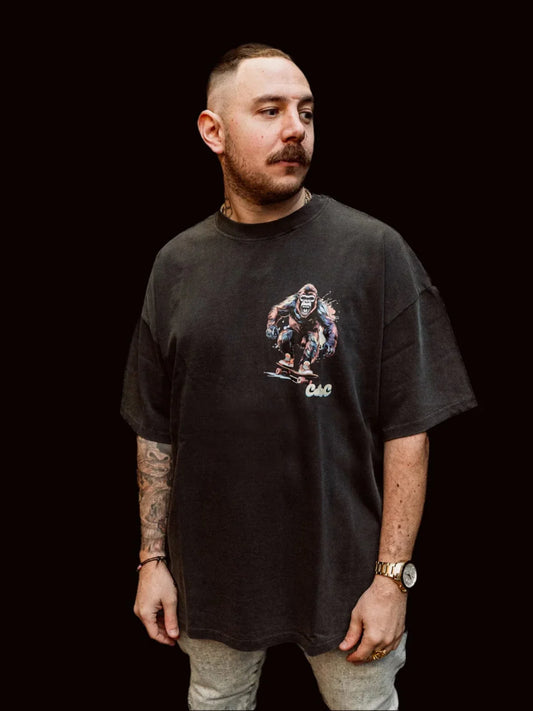 Rainbow Gorilla Oversized Crew Neck T-Shirt side