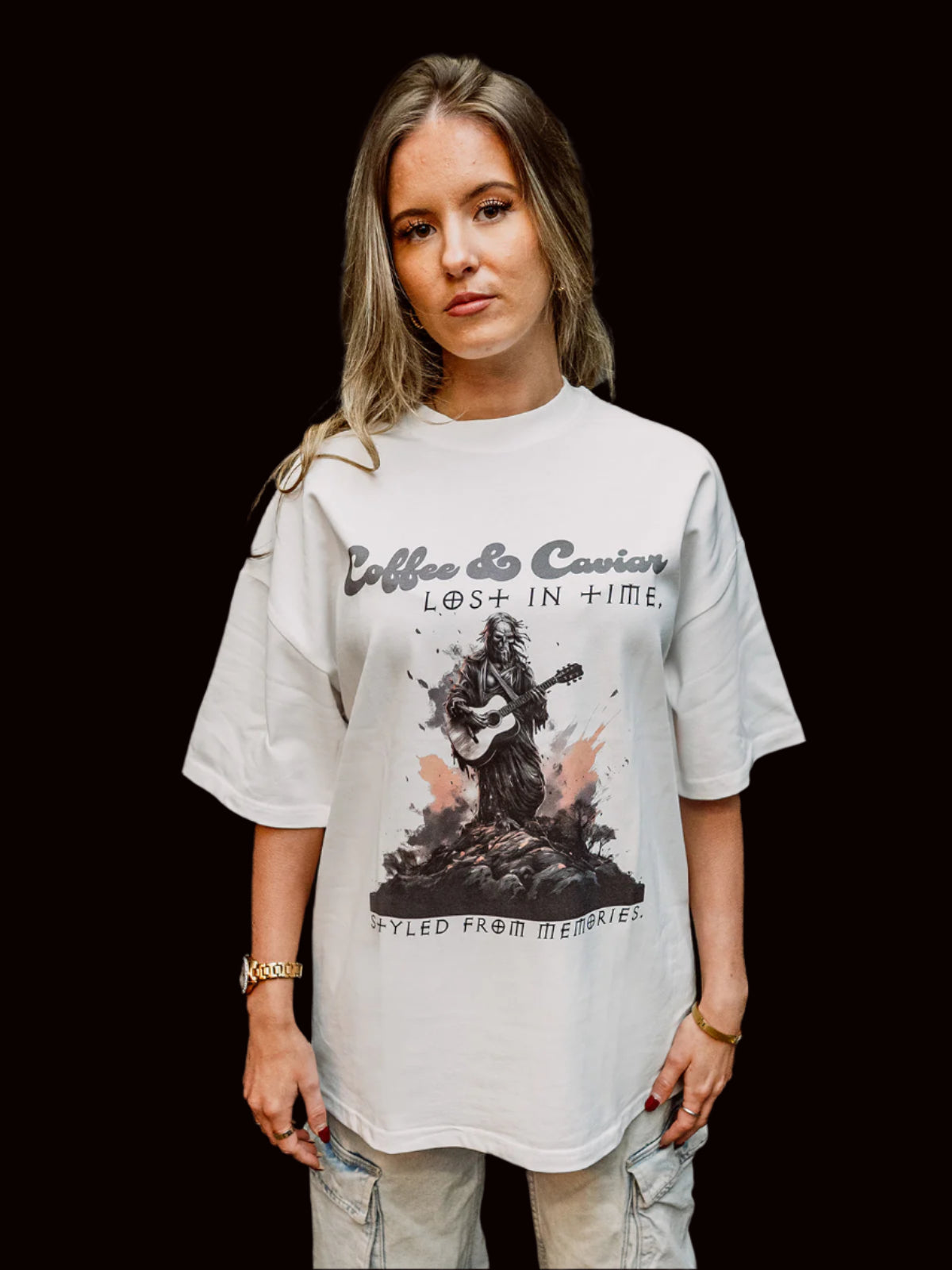 Demon Guitarist Oversized Crew Neck T-Shirt front