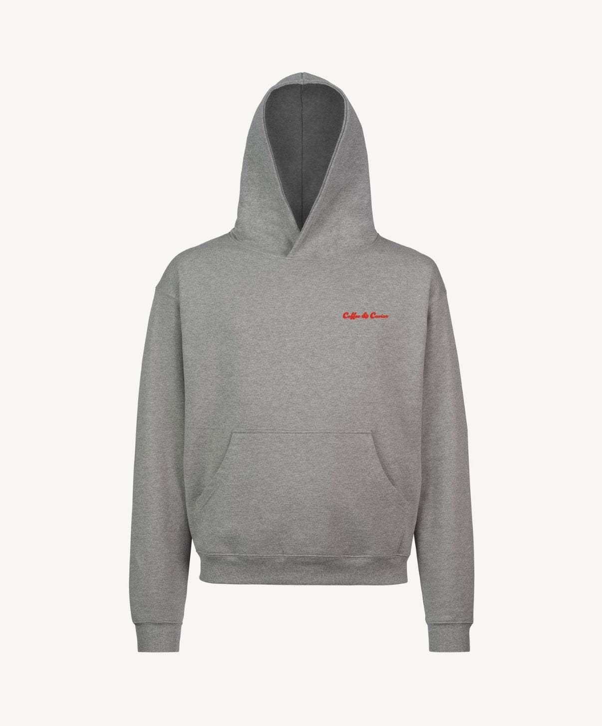Coffee & Caviar Embroidered Logo Hoody Grey Front
