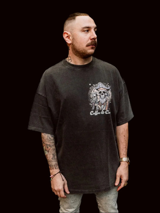 Skeleton Pirate Oversized Crew Neck T-Shirt side