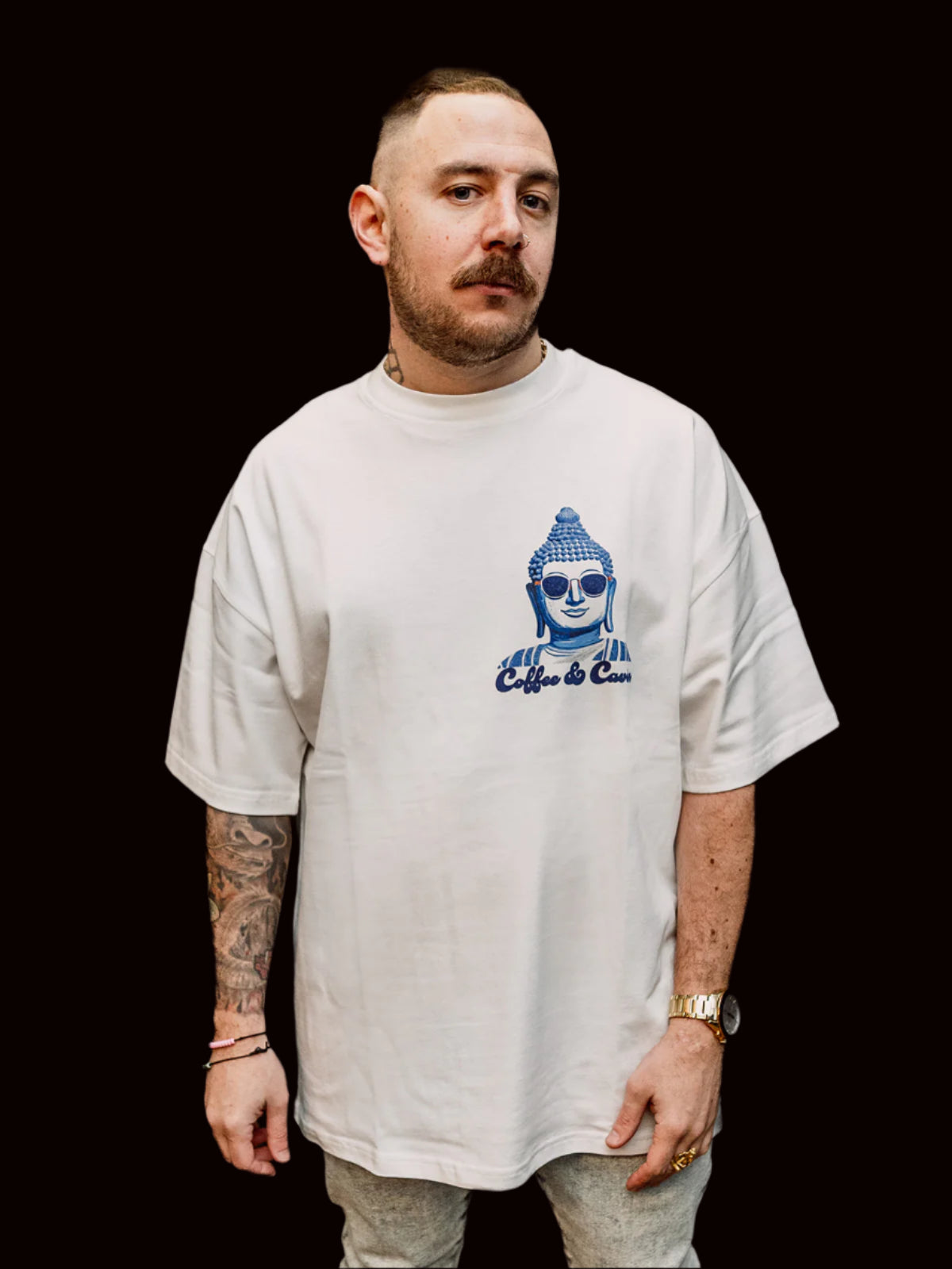 Blue Buddha Oversized Crew Neck T-Shirt front