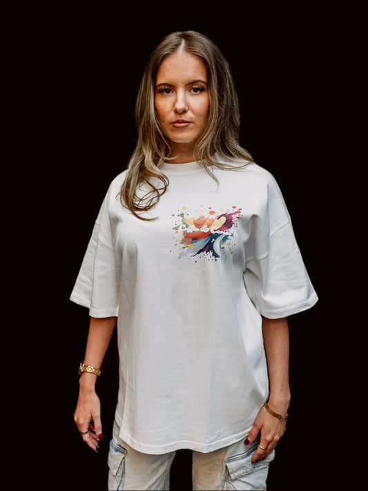 Coffee & Caviar Paint Logo Oversized Crew Neck T-Shirt front
