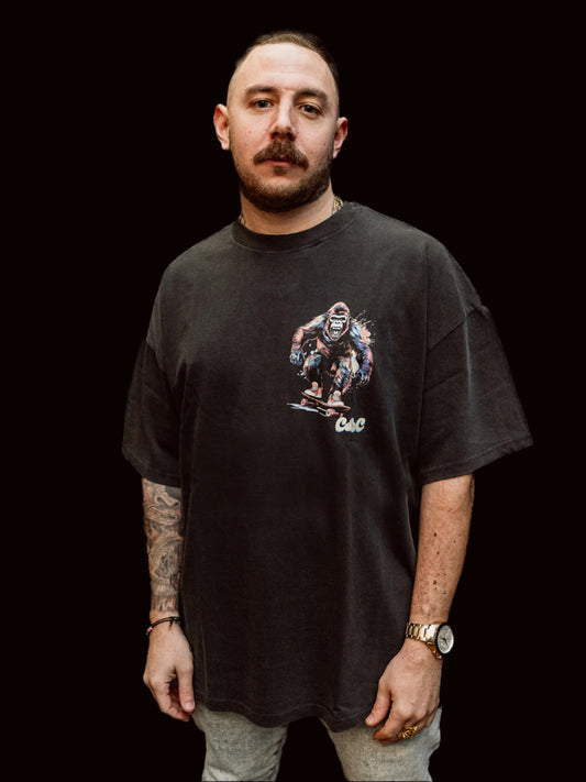 Rainbow Gorilla Oversized Crew Neck T-Shirt front