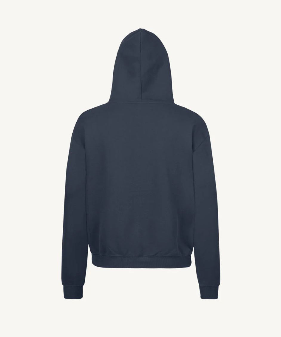Coffee & Caviar Embroidered Logo Hoody Navy Blue Back