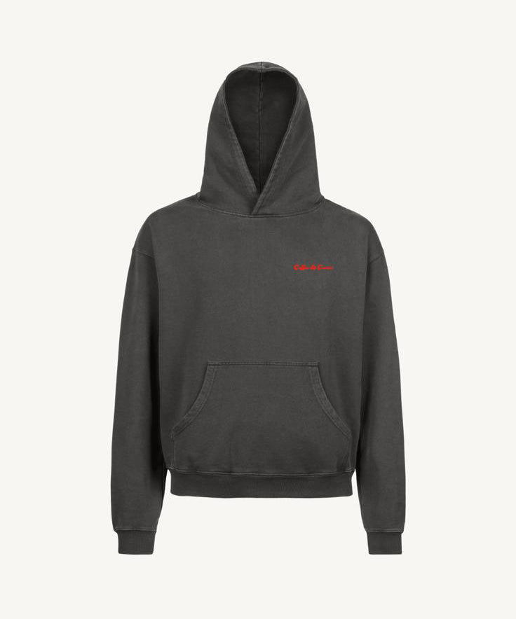 Coffee & Caviar Embroidered Logo Hoody Vintage Black Front