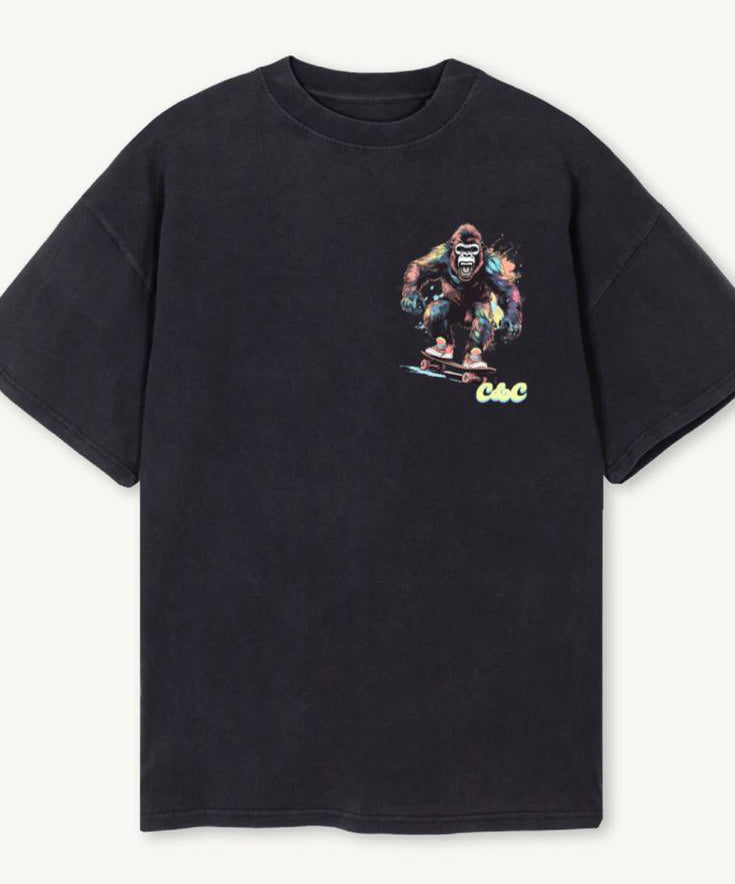 Rainbow Gorilla Oversized Crew Neck T-Shirt