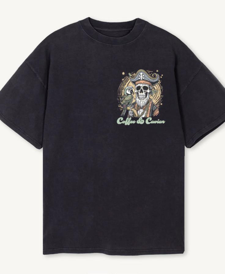 Skeleton Pirate Oversized Crew Neck T-Shirt